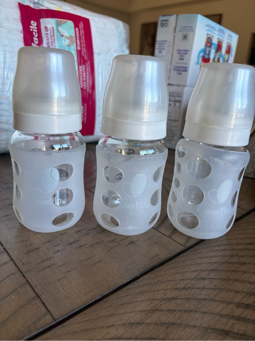 Evenflo Clear Silicone Baby Bottle with White Cap - Pack of 3